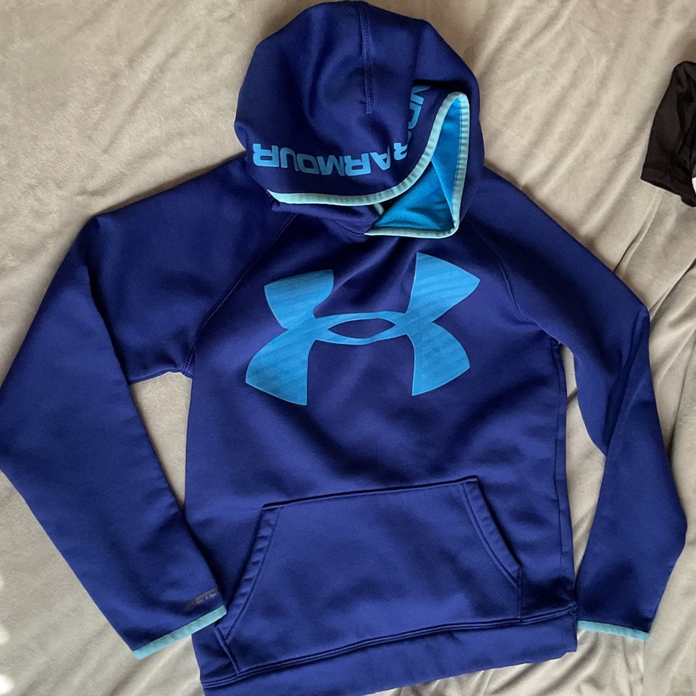 Under Armour Royal Blue Hoodie with Light Blue Logo